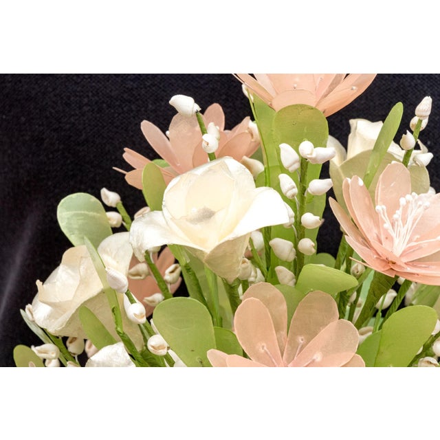 Shell Vintage Filipino Capiz Shell Floral Arrangement | Cebu Handicraft | Natural Conch Shell Vase | C. 1960s–1970s For Sale - Image 7 of 7