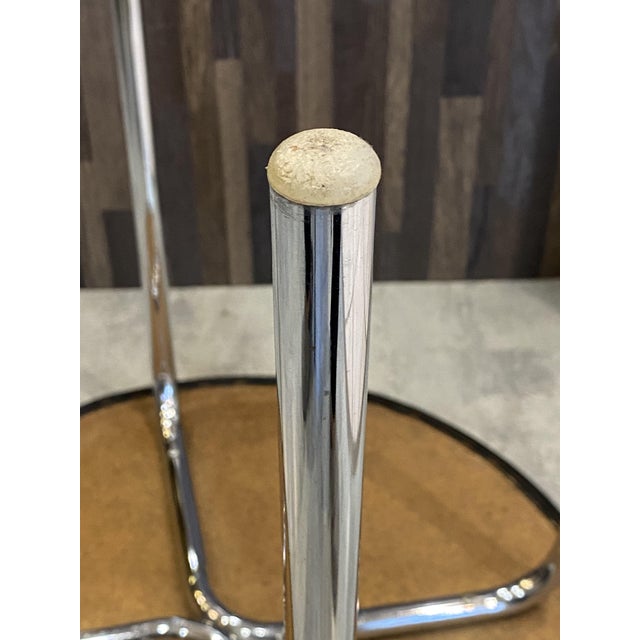 1970s Vintage Bauhaus Style Chrome and Black Imitation Leather Side Table, 1970s For Sale - Image 5 of 18