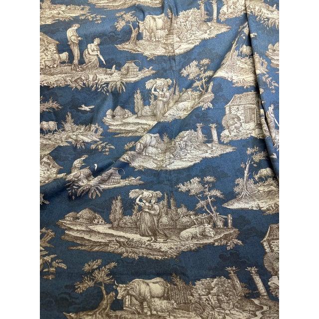 Williams Sonoma Home Cotton Toile (Blue/Ivory/Brown) For Sale - Image 10 of 10