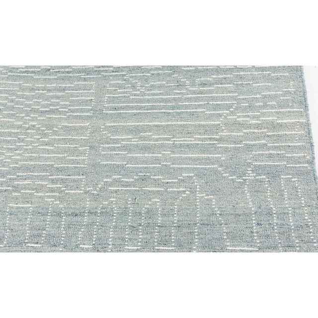 Large Modern Blue & White Rug with Fretwork Design by Doris Leslie Blau For Sale - Image 4 of 8