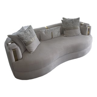 Michael Amini 84.5'' Square Arm Carmela Curved Sofa – Like New For Sale