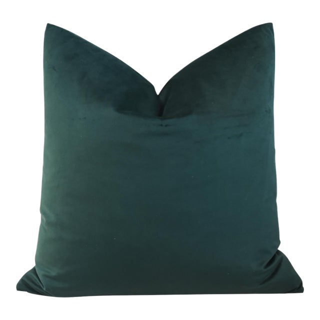 Emerald Green Velvet Feather/Down Pillow For Sale