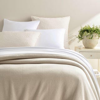 Pine Cone Hill by Annie Selke Herringbone White/Ivory Blanket, Twin For Sale