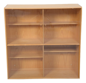 Vintage Bookcase in Elm with Glass Doors by Mogens Koch, 1970s