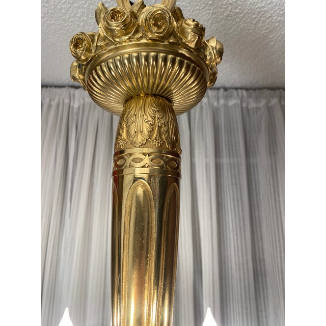 Large French Art Deco Bronze d'Ore Chandelier Attributed to Sue Et Mare, Parisian For Sale - Image 12 of 15