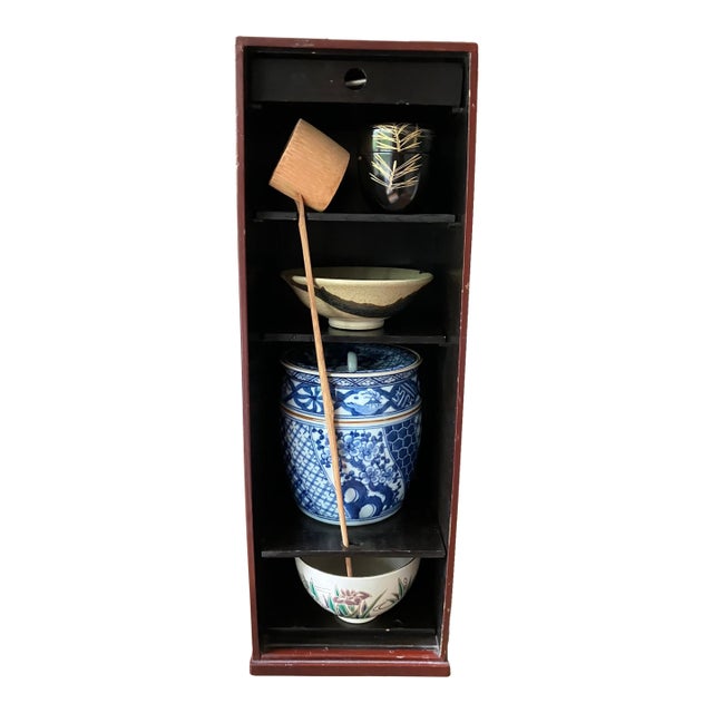 1930's Japanese Tea Box With Tea Ceremony Elements For Sale