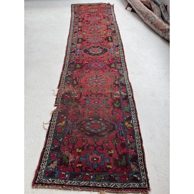 Name: JUICY & Worn Lilihan with Deep Pinks, Ocean Blues, and Nice Greens Size: 2.10 x 10.6 Age: Antique, C. 1920-30's...