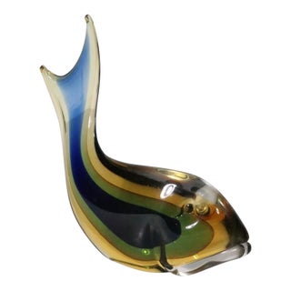 Mid 20th Century Murano Sommerso Art Glass Fish For Sale