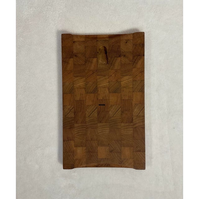 Mid Century 1960s Cez Ceramic Art Tile Rako Calibrage Special Denmark Teak Cutting Board For Sale - Image 4 of 12
