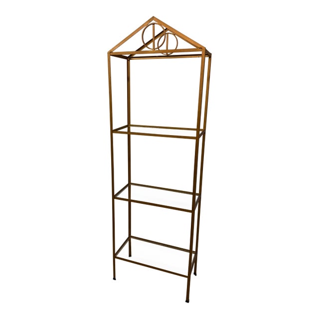 Peaked Geometric Brass Etagere For Sale