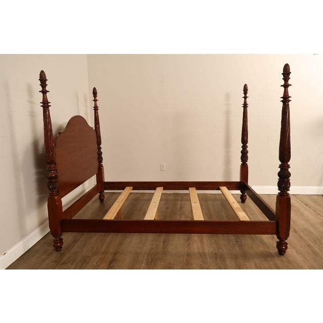 Carved Mahogany Four-Poster Queen Bed Frame For Sale - Image 14 of 18