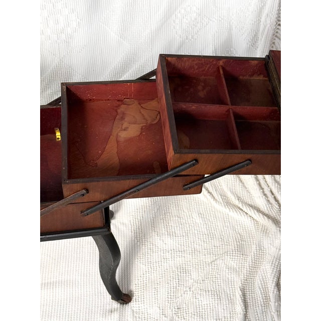 Wood Victorian Accordion Sewing Box For Sale - Image 7 of 15