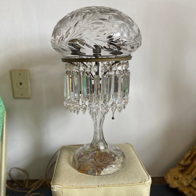 Antique Crystal Mushroom Lamp Chairish