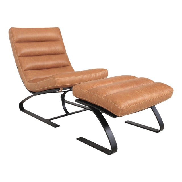 Lavello Chair & Stool Set - Caramel Leather For Sale