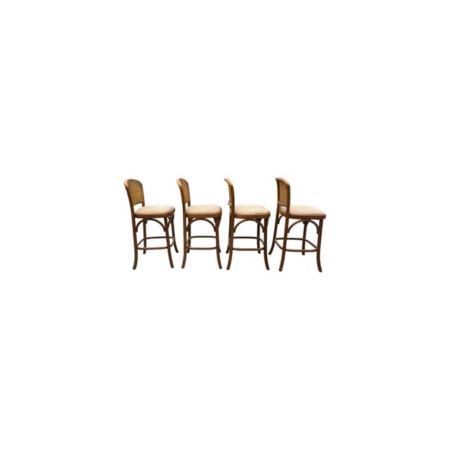 1970s Vintage Italian Bentwood and Cane Bar/Counter Stools For Sale - Image 5 of 8