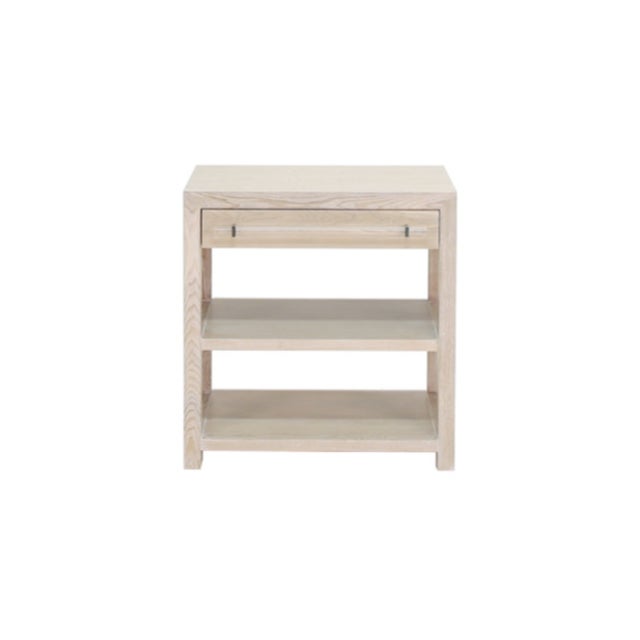 Matthew Izzo Home Garbo Cerused Oak Two Drawer Side Table With Acrylic and Brass Bar Handles And For Sale In New York - Image 6 of 6