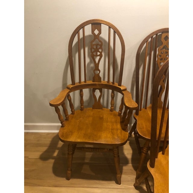 Vintage Oak Wheel Back Windsor Dining Chairs Set of 8 Chairish