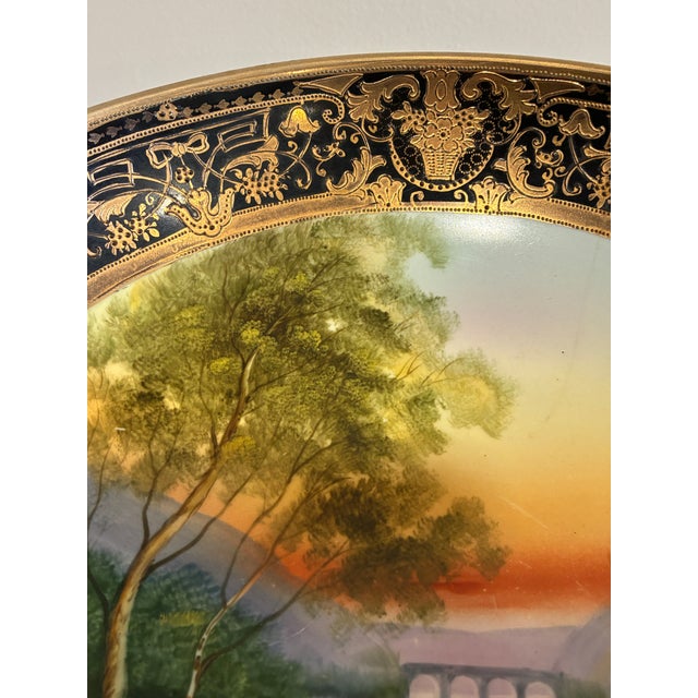Black Antique Hand Painted Nippon Two-Piece Centerpiece Bowl With Footed Pedestal Base For Sale - Image 8 of 16