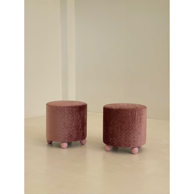 Vintage Poufs in Textile, 1970s, Set of 2, in Flawless conditions. Designed 1970 to 1979