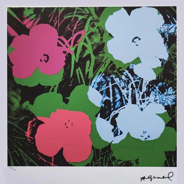 1980s Gorgeous Andy Warhol "Flowers" Limited Edition Lithograph by Leo Castelli (1984). Number 62 of 100 (the numbers are...