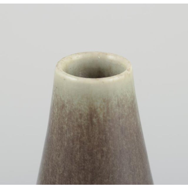 1970s Ceramic Vase in Olive Green Hare Fur Glaze by Linnemann-Schmidt for Palshus, 1970s For Sale - Image 5 of 7