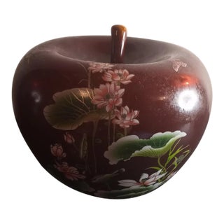 Vintage 1980s Oriental Carlton Ware Rouge Enamel Apple Figurine For Sale