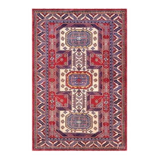 Shabby Chic Tribal Shirwan Red/Beige Wool Rug - 4'7''x6'2'' For Sale