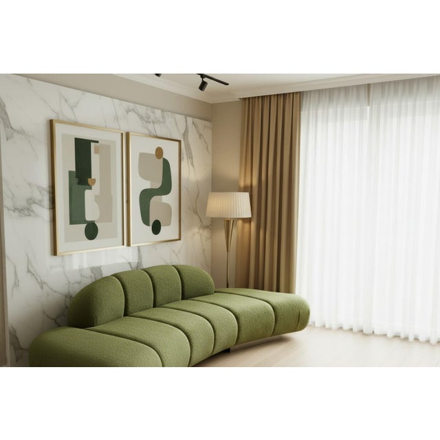 Green Le Croissant Modern Curved Sofa in Green For Sale - Image 8 of 11