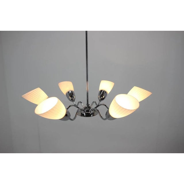 Metal Mid-Century Chandelier from Elektroinstala Děčín, 1960s For Sale - Image 7 of 8