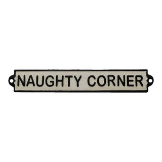 "Naughty Corner" Vintage Cast Iron Sign For Sale