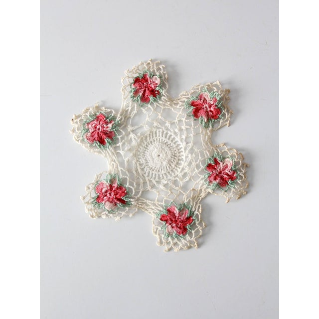Vintage Crotchet Floral Doily For Sale - Image 10 of 10