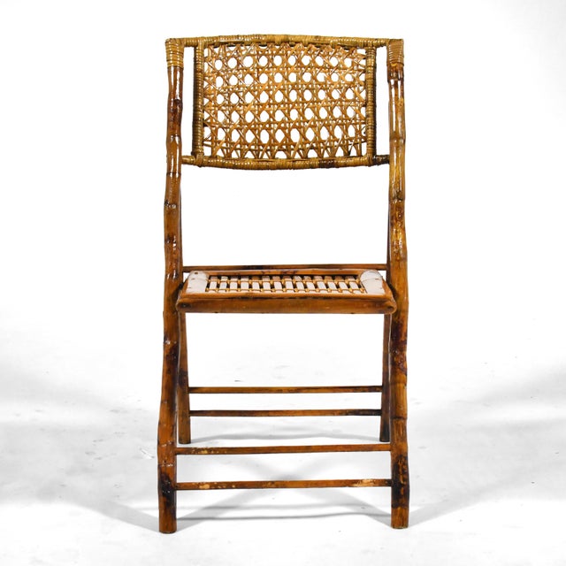 Mid 20th Century Bamboo & Cane Folding Side Chairs For Sale - Image 5 of 11