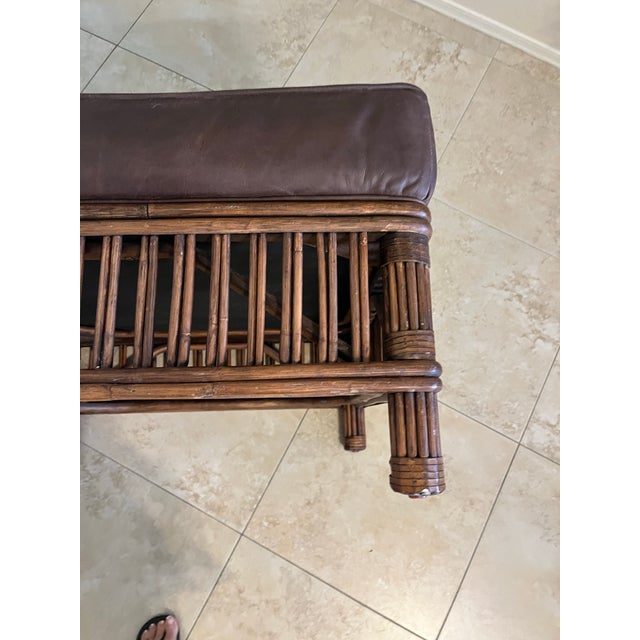 1990s Palecek Presidents Stick Reed Rattan Nantucket Ottoman Footstool For Sale - Image 9 of 12