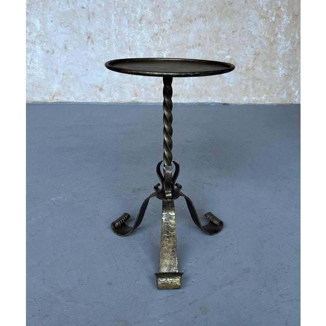 2020s Ornate Spanish Iron Drinks Table With a Twisted Stem For Sale - Image 5 of 12