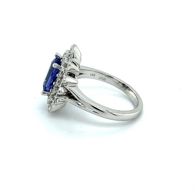 Natural Tanzanite Diamond Ring 6.5 14k W Gold 2.61 TCW Certified For Sale - Image 10 of 14