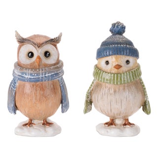 Winter Owl and Bird Figurines (Set of 6) For Sale