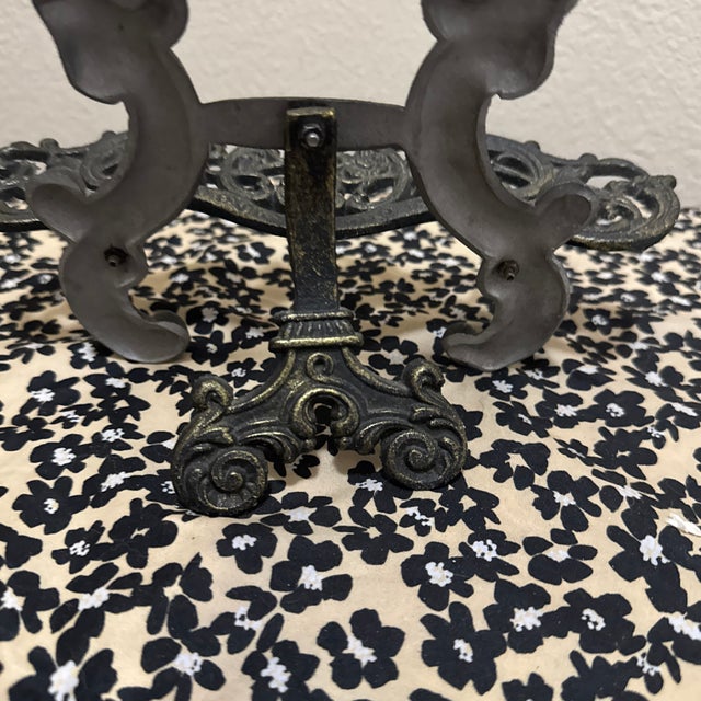 Metal 19th-Century Victorian-Style Ornate Cast Iron Tabletop Display Easel For Sale - Image 7 of 8