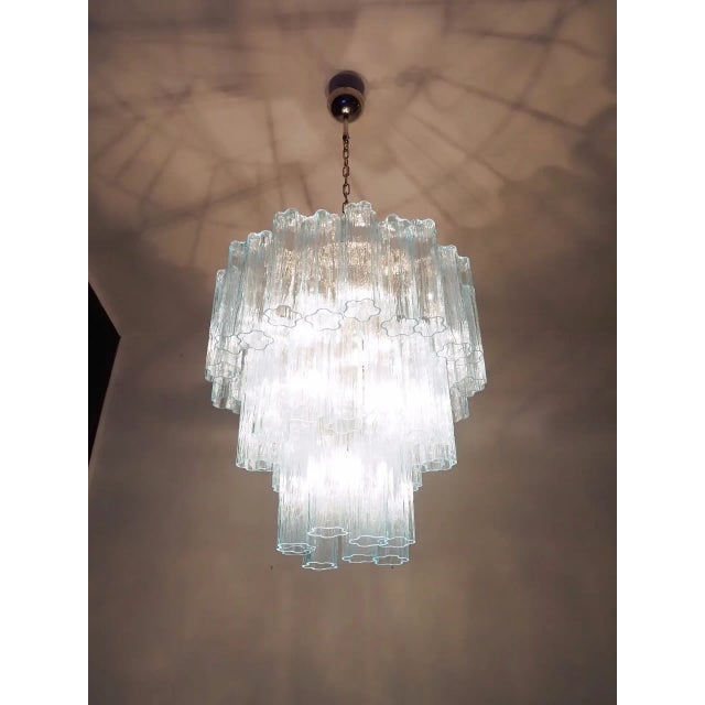 Three-Tier Murano Glass Tube Chandelier in Blue Glasses For Sale - Image 10 of 10