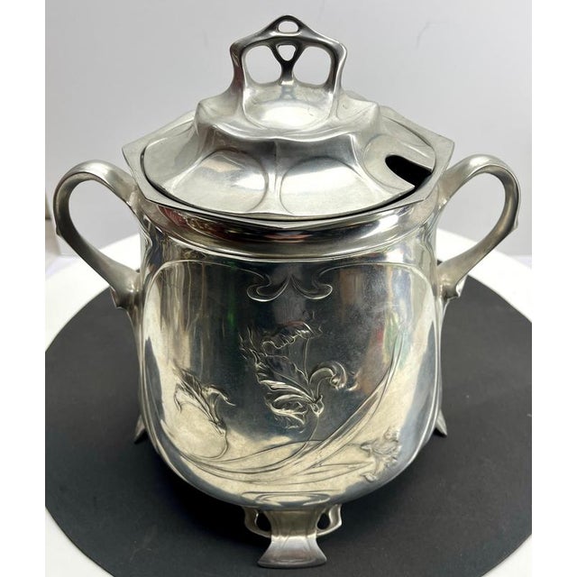 Art Nouveau Pewter Punch Bowl in the style of WMF, 1950s For Sale - Image 3 of 10