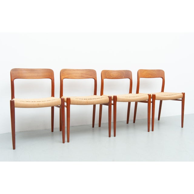 1950s Vintage Model 75 Dining Chairs in Teak by Niels Otto Møller for J. L. Møller Møbelfabrik, 1950s, Set of 4 For Sale - Image 5 of 18