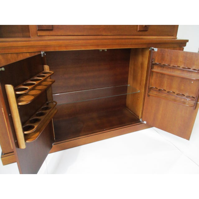 2 Pc. Bar Cabinet Walnut Toned Mid Century Deco Regency For Sale - Image 13 of 18