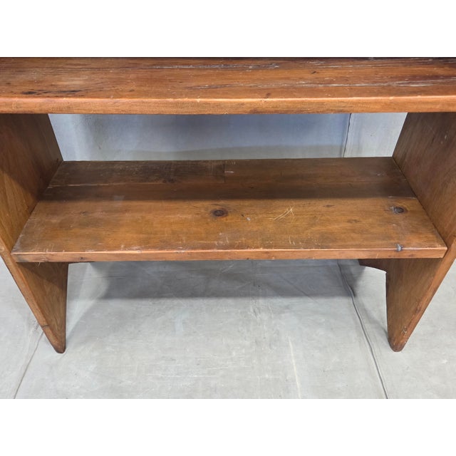 Wood Vintage Rustic Primitive Handmade Pine Bookcase With Metal Backing For Sale - Image 7 of 15