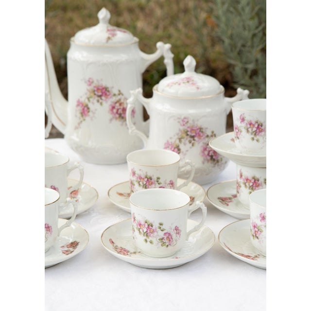 19th Century Antique French Porcelain Coffee Service for Ten People from Befos, 1880s, Set of 24 For Sale - Image 5 of 9