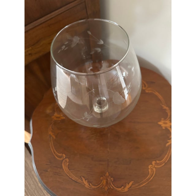 Vintage Princess House Heritage Pattern Full Set Hand Blown Pitcher, Glasses, Ice Bucket, Brandy Snifter For Sale - Image 12 of 14