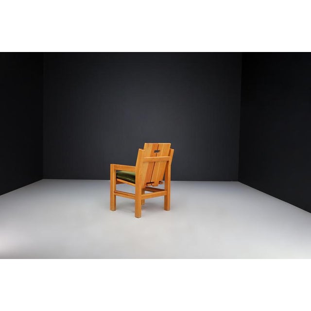 Mid-Century Modern Elm Armchair with Green Velvet Upholstery, France, 1970s For Sale - Image 6 of 13