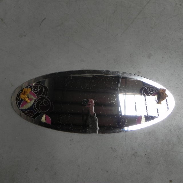 Black Art Deco Oval Mirror, 1920s For Sale - Image 8 of 11