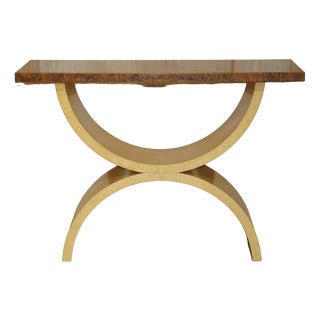 Large Burr Walnut, Satinwood & Oak Console Table by Andrew Varah For Sale