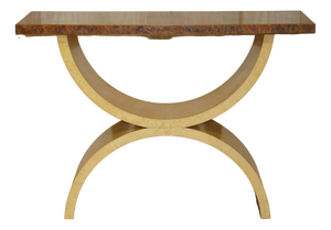 Large Burr Walnut, Satinwood & Oak Console Table by Andrew Varah