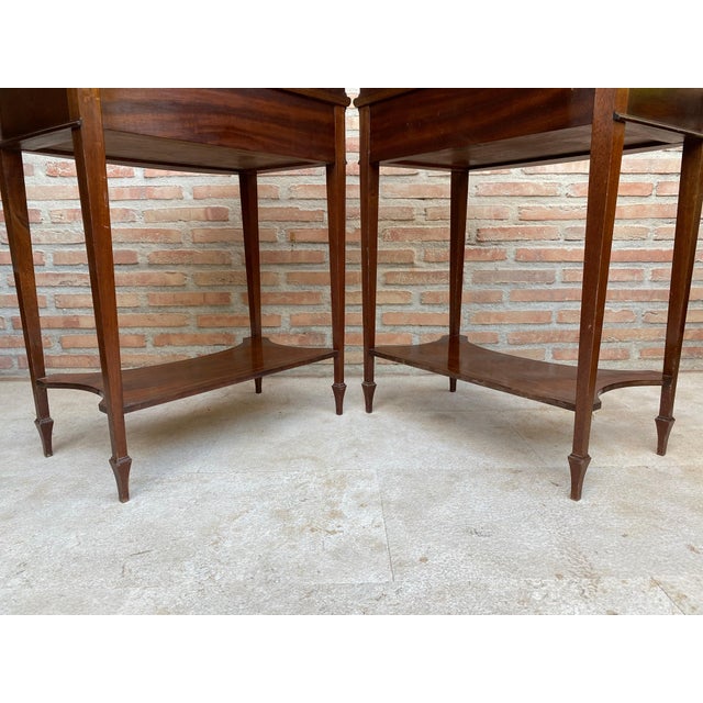 Nightstands with French Marquetry Inlaid, 1920s, Set of 2 For Sale - Image 14 of 18