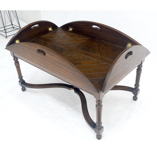 Henredon Spanish Colonial Turned Legs Drop Leaves Butlers Tray Coffee Table MINT For Sale - Image 4 of 13